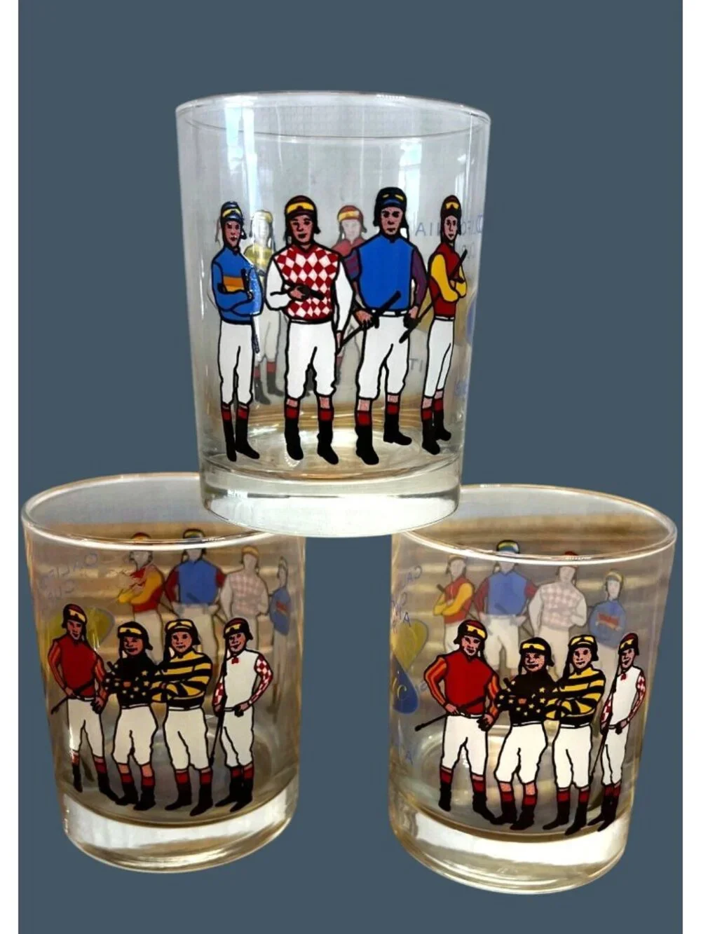 California Cup IX Santa Anita Park Jockey Glass Set Of 6 Classic Winners Horse R